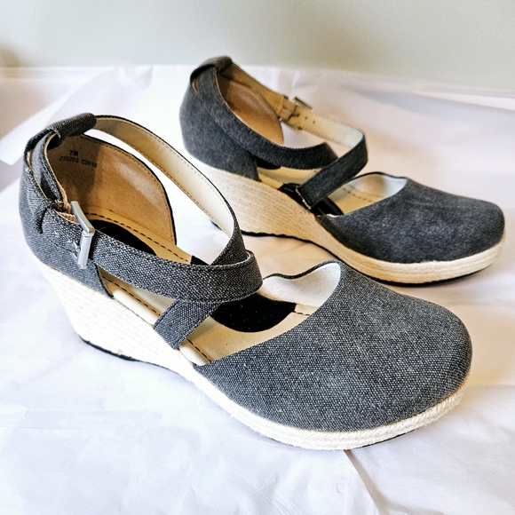boc Bree Wedge Canvas Espadrilles - Dark Gray - Size 7 - Picture 3 of 6
